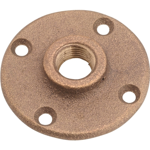 Floor Pipe Flange, 3/4 in, 4-Bolt Hole, Brass