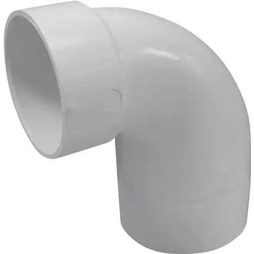 Reducing Closet Bend Pipe Elbow, 4 x 3 in, Spigot x Hub, 90 deg Angle, PVC, White