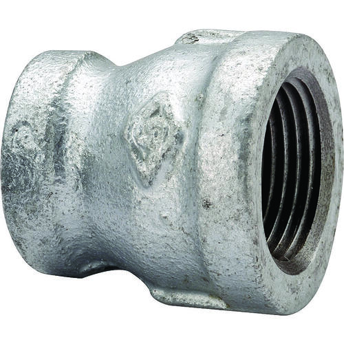 Reducing Pipe Coupling, 1 x 1/2 in, Threaded, Malleable Steel, SCH 40 Schedule