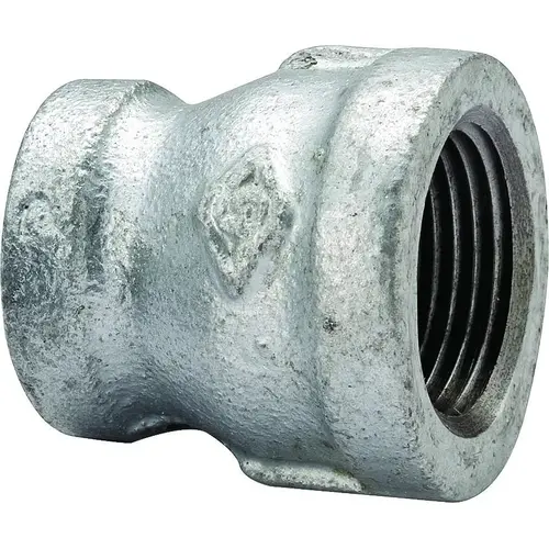 Reducing Pipe Coupling, 1 x 3/4 in, Threaded, Malleable Steel, SCH 40 Schedule