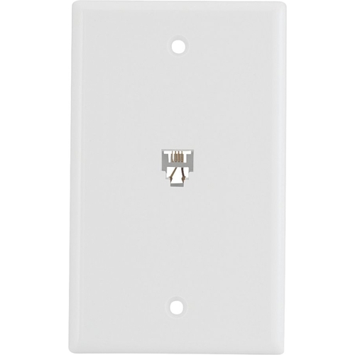 Eaton 3532-4W Telephone Jack with Wallplate, Thermoplastic Housing Material, White