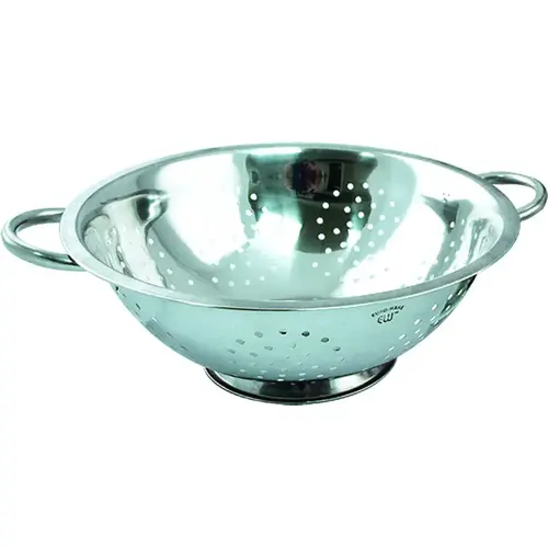 Colander, 5 qt Capacity, Stainless Steel, Stainless Steel Handle