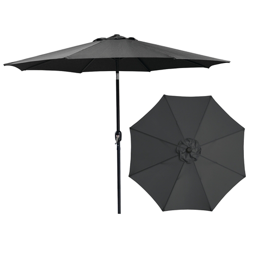 Crank Umbrella, 92.9 in H, 107.9 in W Canopy, 107.9 in L Canopy, Round Canopy, Steel Frame