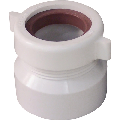 192860A Trap Pipe Adapter, 1-1/2 x 1-1/4 in, 1-1/2 in, MNPT x Hub, PVC, White