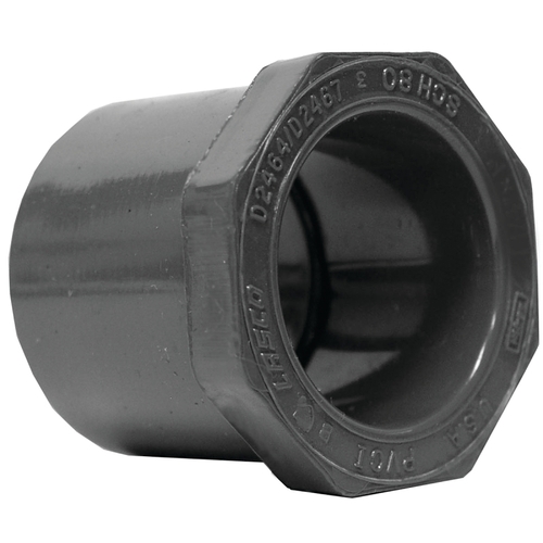 837166BC Reducing Bushing, 1-1/4 x 1 in, Spigot x Slip, PVC, SCH 80 Schedule