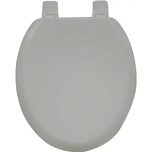 Toilet Seat, Molded Wood, Silver, Adjustable Hinge