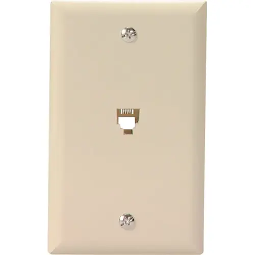 Telephone Jack with Wallplate, Thermoplastic Housing Material, Ivory