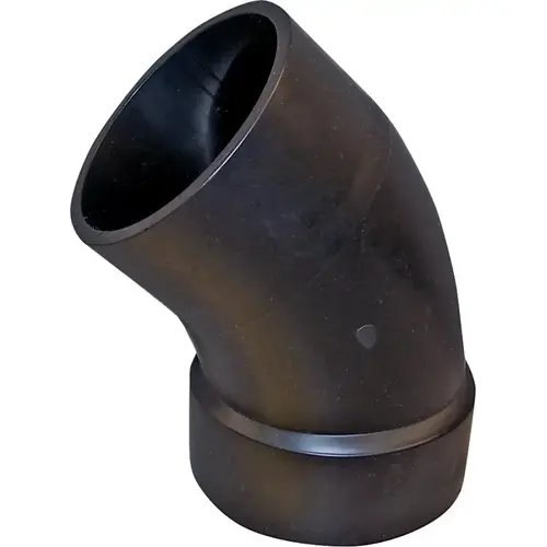 Street Pipe Elbow, 4 in, Spigot x Hub, 45 deg Angle, ABS, Black