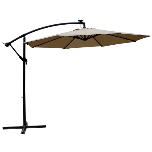 Solar Offset Taupe Umbrella, 2.5m/98.43 in H, 10 ft W Canopy, 10 ft L Canopy