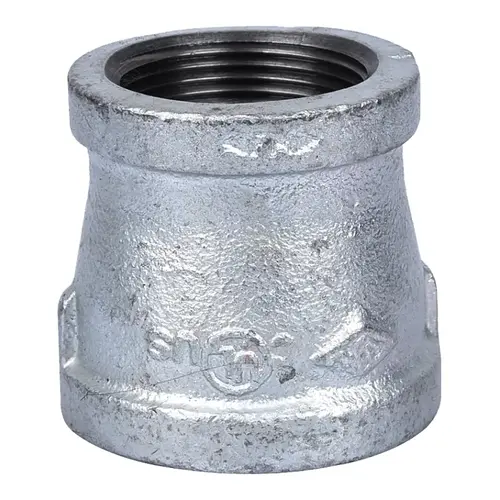 Reducing Pipe Coupling, 1-1/2 x 1-1/4 in, Threaded, Malleable Steel, SCH 40 Schedule