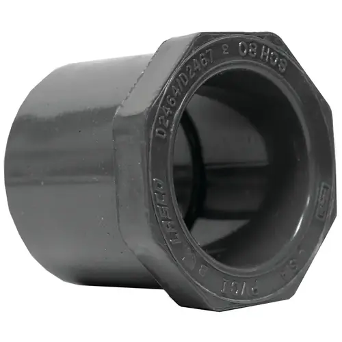 837209BC Reducing Bushing, 1-1/2 x 1/2 in, Spigot x Slip, PVC, SCH 80 Schedule