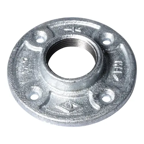 Floor Flange, 1-1/4 in, 4.2 in Dia Flange, FIP, 4-Bolt Hole, 0.75 in L Through Bore Galvanized