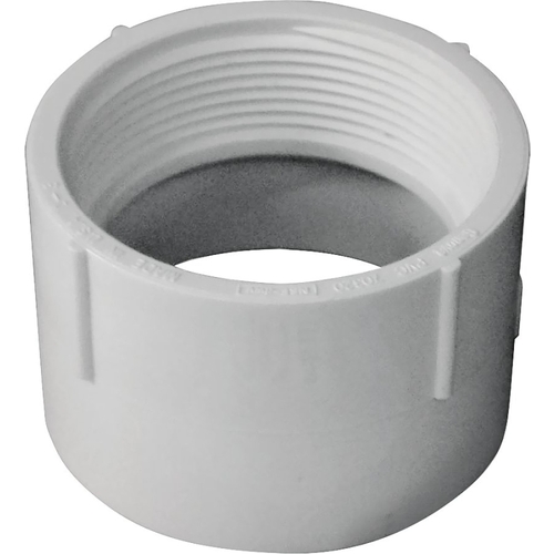 Pipe Adapter, 2 in, FNPT x Hub, PVC, White