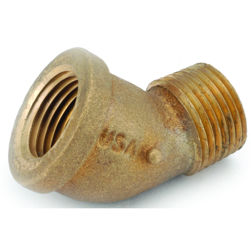 Street Pipe Elbow, 1/2 in, FIP x MIP, 45 deg Angle, Brass, Rough, 200 psi Pressure