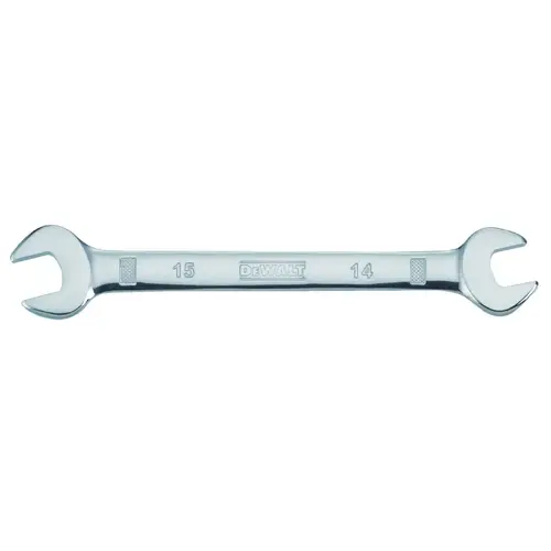 Open End Wrench, Metric, 14 x 15 mm Head, 7-13/32 in L, Polished Chrome