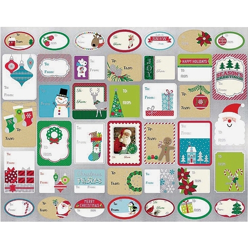 IG87436/68113 Sticky Gift Tag, Assorted, Occasions: Christmas, Self Adhesives Gift Tags, Paper