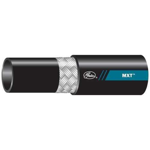 MXT Wire Braid Hose, 1.38 in OD, 1 in ID, 165 ft L, 2400 psi Pressure, Synthetic Rubber, Black