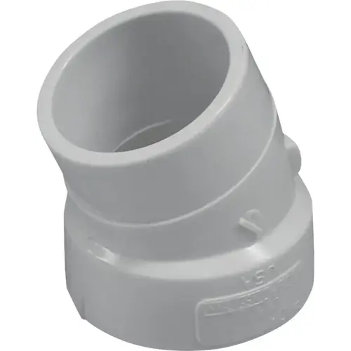 Street Pipe Elbow, 4 in, Spigot x Hub, 22.5 deg Angle, PVC, White