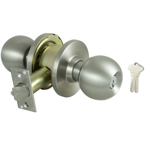 Knob Set, 2 Grade, Ball Knob Handle, Keyed Different Key, Stainless Steel, Stainless Steel