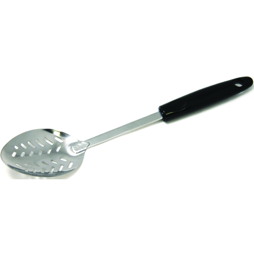 Spoon, 12 in OAL, Stainless Steel, Black, Chrome