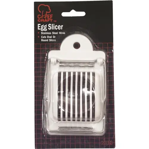 Egg Slicer, Stainless Steel Blade, White, Dishwasher Safe: Yes