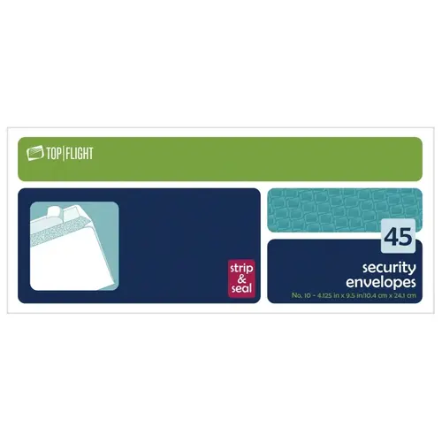 TOP FLIGHT 6900136 Envelope, #10, Paper - pack of 45