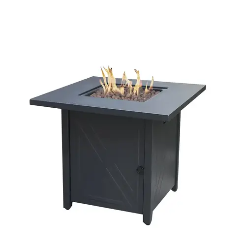 Seasonal Trends 52072 Fire Pit, 28 in OAW, 28 in OAD, 24 in OAH, Square, Propane, Pulse Ignition Black