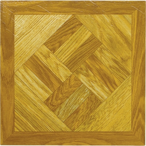 Vinyl Floor Tile, 12 in L Tile, 12 in W Tile, Square Edge, Wood Geometric - pack of 45