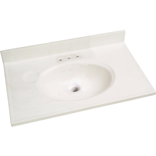 Foremost WW-1931 Vanity Top, 31 in OAL, 19 in OAW, Marble, White, Countertop Edge