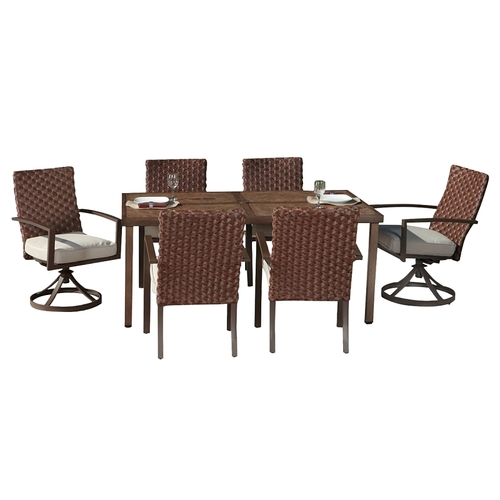Pacific Casual LLC 198-MM19-185-7D-2 223-MM19-185-7D Addison Dining Set, Woven Back, 7 Pc