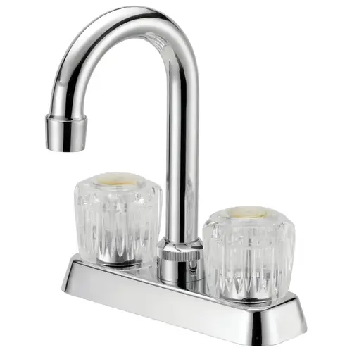 Bar Sink Faucet, 1.8 gpm, 2-Faucet Handle, 3-Faucet Hole, Metal, Chrome Plated