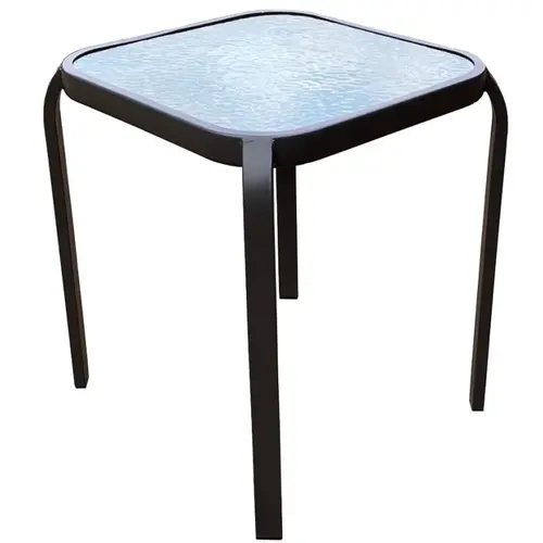 Side Table, 16 in W, 5 mm D, 18 in H, Steel Frame, Square Table, Glass/Steel Table