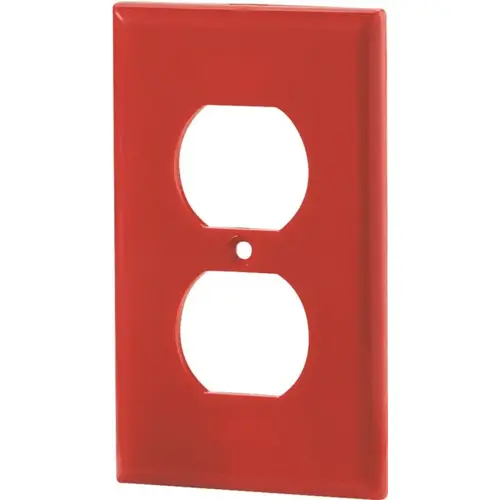 Receptacle Wallplate, 4-1/2 in L, 2-3/4 in W, 1 -Gang, Nylon, Red, High-Gloss - pack of 15