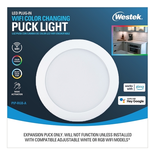 WiFi Motion and RF Remote Controlled Puck Light, 120 V, 3.5 W, 3-Lamp, LED Lamp, 300 Lumens