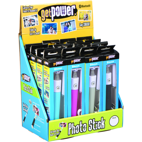 GetPower GP-DIS-PICSTICK Bluetooth Photo Sticks, Foldable, Black/Blue/Gray/Pink - pack of 16
