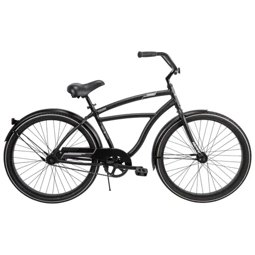 Huffy 66649 Men's Cruiser Bicycle, Mens, Aluminum Frame, Rear Coaster Brake, 26 in Dia Wheel, Matte Black