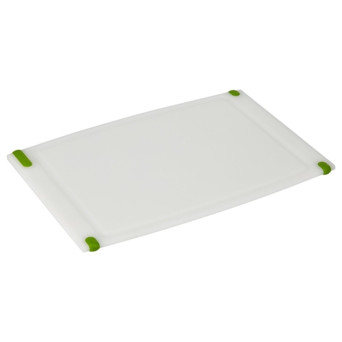 Cutting Board, 15 in L, 10 in W, Plastic, White