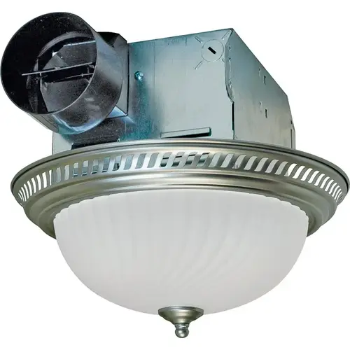 Air King DRLC702 Exhaust Fan, 1.6 A, 120 V, 70 cfm Air, 4 Sones, Fluorescent Lamp, 4 in Duct Nickel