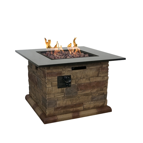 Seasonal Trends 52075 Morgan Hill Fire Table, 34-1/2 in W, Square Table