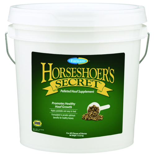 Farnam 13304 Horseshoer's Secret Hoof Supplement, Adult Lifestage, Pellet, Artificial, Natural Flavor, 11 lb