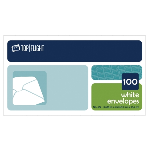 TOP FLIGHT 6900312 Envelope, White - pack of 100