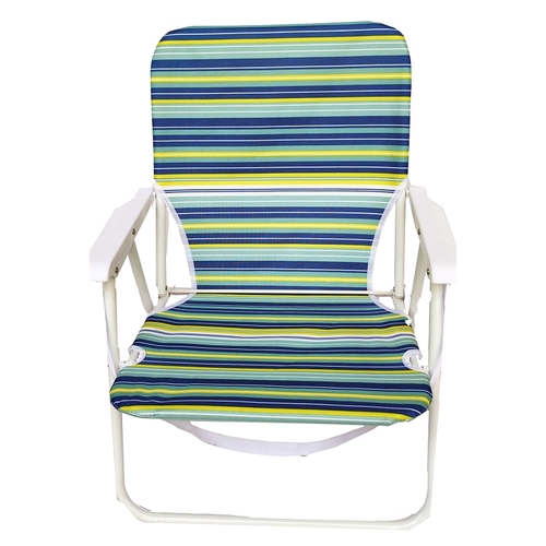 Seasonal Trends F2S024 Beach Chair, 22 in W, 21.7 in D, 26.7 in H, Steel Frame, White Frame, 400D PE Solid Fabric Seat