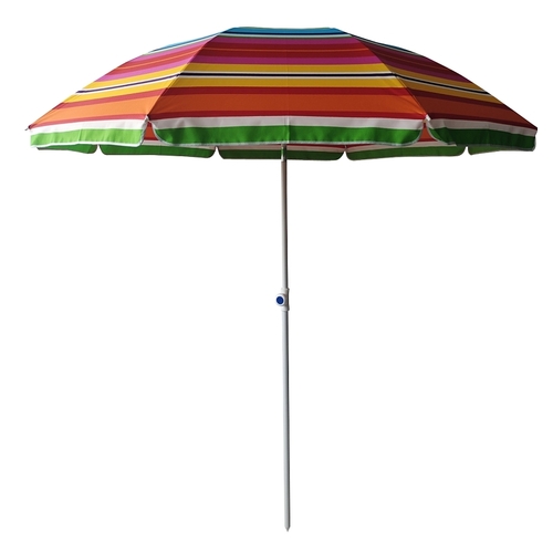 Beach Umbrella, 82.67 in H, 6.5 ft L Canopy, Round Canopy, Steel Frame, Polyester Fabric