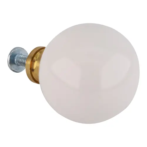 White Contemporary Ball Kitchen Round Cabinet Knob 1-1/4" Diameter  - pack of 2