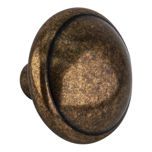 Traditional Zinc Mushroom Kitchen Cabinet Knob 1-1/4" Diameter  Burnished Brass - pack of 10