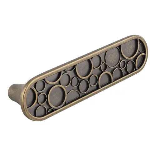 Weathered Brass Flat Oblong Shape Kitchen Cabinet Cup Pull Handle 3" Center To Center With Circular Design - pack of 20