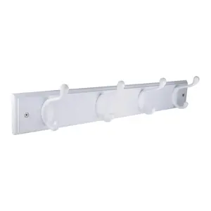 Amerock HR55646WGW 18-2/5" X 3-9/10" X 3-1/4" White Coat Hook Rack With Four Hooks  White