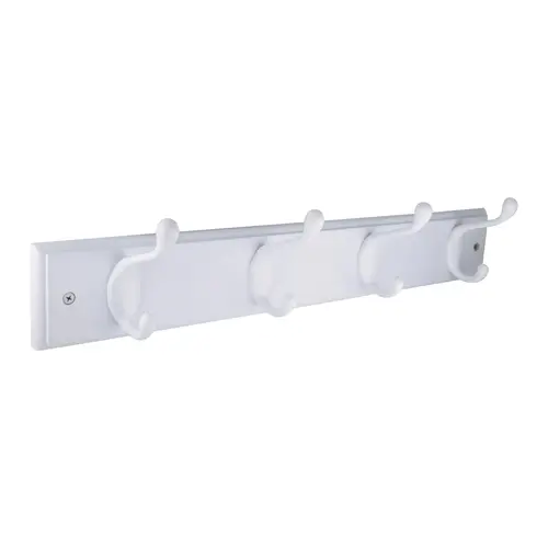 Coat Hook Rack With Four Hooks For Home Hardware 18-2/5" x 3-9/10" x 3-1/4" White  - pack of 2