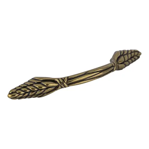 Leaf Style Curved Cabinet Pull Handle 3" Center To Center Antique Brass - pack of 10