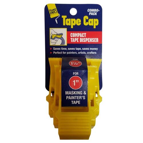 FoamPro 149 Tape Dispenser Tape Cap 1 and1.5 and 2" W Yellow